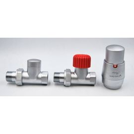 Комплект термостатичний з термоголовкою Royal (Сатин, Прямий), Вид підключення: Прямий, Колір: Сатин