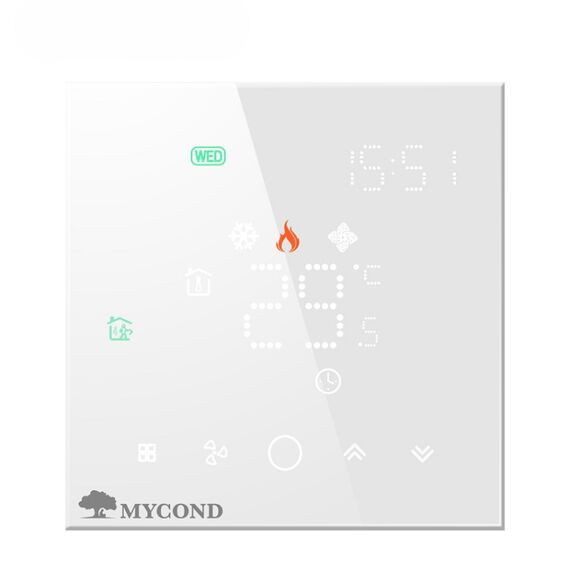 Кімнатний термостат Mycond Block (24V, Білий), Колір: Білий