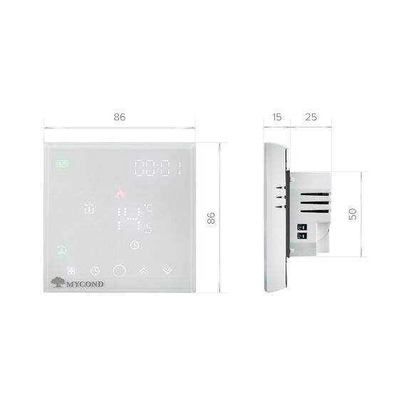 Кімнатний термостат Mycond Block (24V, Білий), Колір: Білий, зображення 3