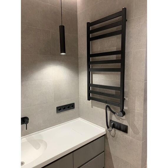 Genesis Aqua Tristar flat | Электрический полотенцесушитель (Черный), Вид подключения: Электрическое, Цвет: Черный, Высота: 800, Длина: 530, изображение 3
